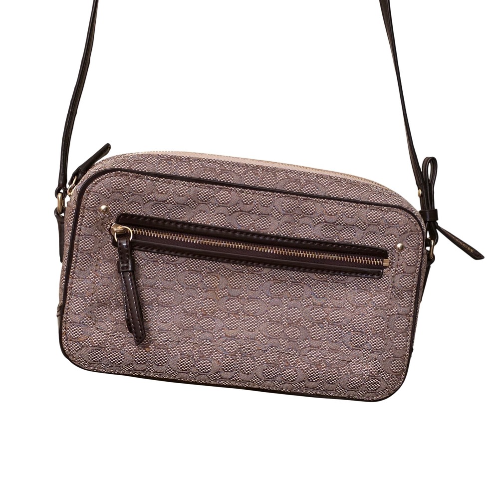 Y2K Coach Poppy Signature Oxford Flight Bag Brown Monogram Crossbody 25043